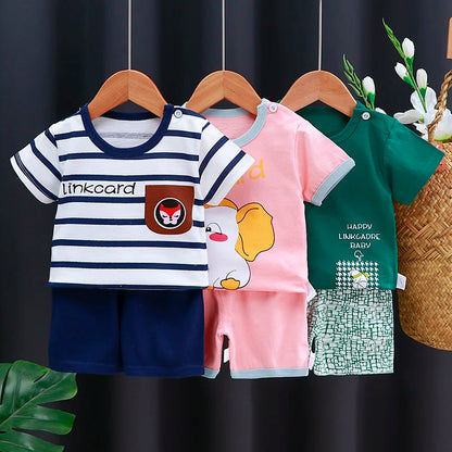 Summer Cotton Outfit Cartoon T Shirt Shorts Set