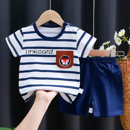 Summer Cotton Outfit Cartoon T Shirt Shorts Set
