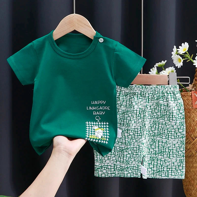 Summer Cotton Outfit Cartoon T-Shirt Set