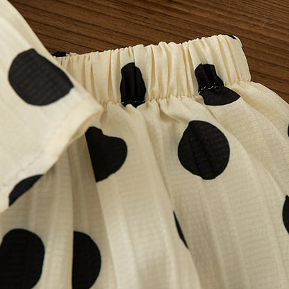 Polka Dot Bow Top Shorts Set