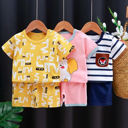 Summer Cotton Outfit Cartoon T-Shirt Set