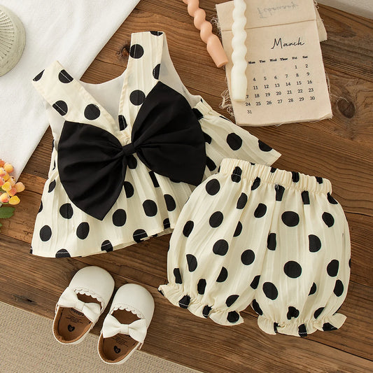 Polka Dot Bow Top Shorts Set