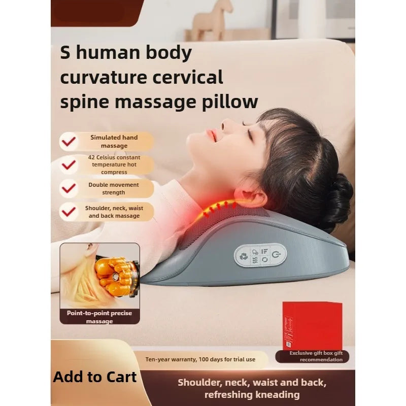 Electric Heated Neck Back Massager Pillow
