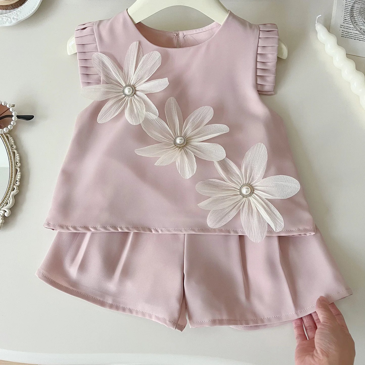 Two Piece Floral Tshirt Shorts Kids Set