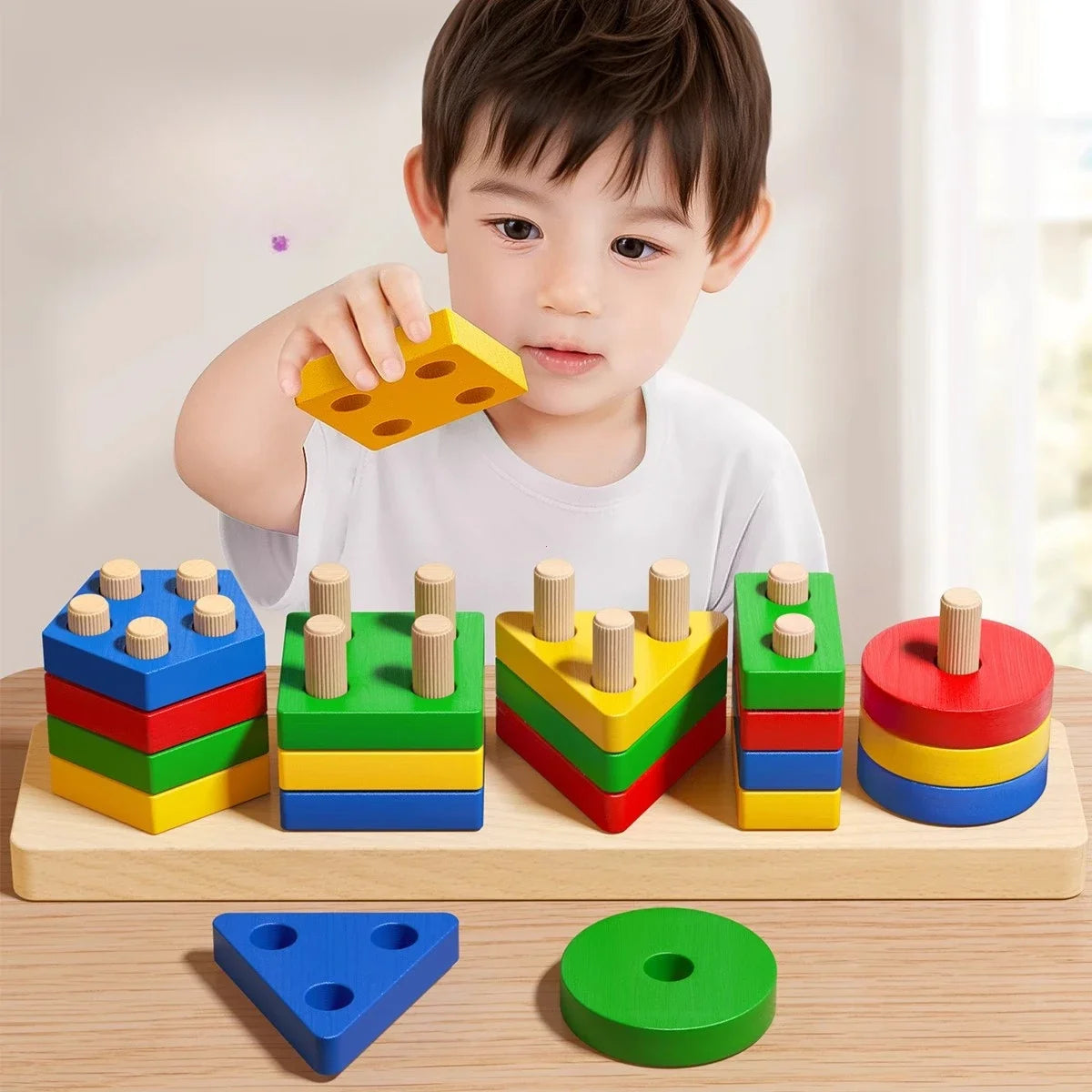 Montessori Wooden Sorting Stacking Puzzle