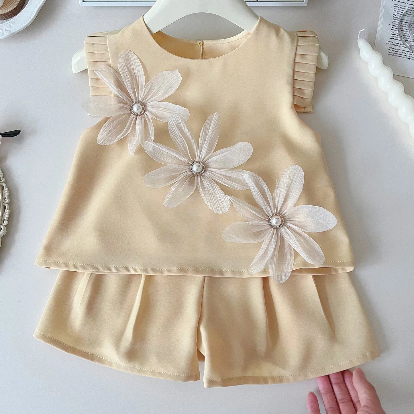 Two Piece Floral Tshirt Shorts Kids Set
