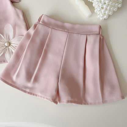 Two Piece Floral Tshirt Shorts Kids Set