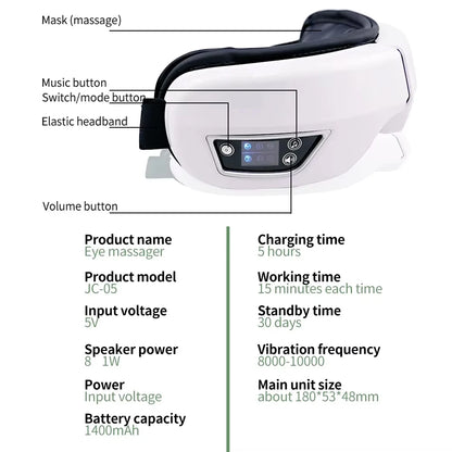 Smart Foldable Eye Massager Bluetooth Music