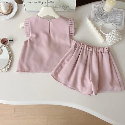 Two Piece Floral Tshirt Shorts Kids Set