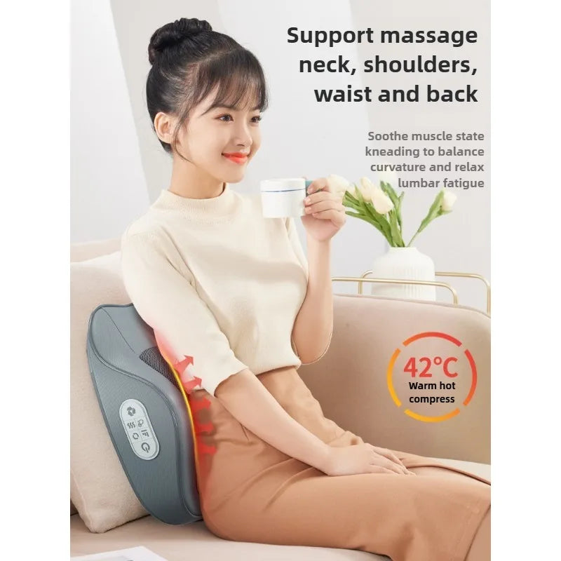Electric Heated Neck Back Massager Pillow