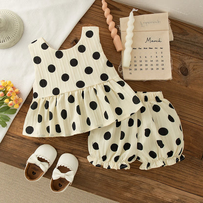 Polka Dot Bow Top Shorts Set