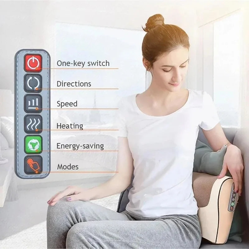 Infrared Heated Neck Back Massager Pillow