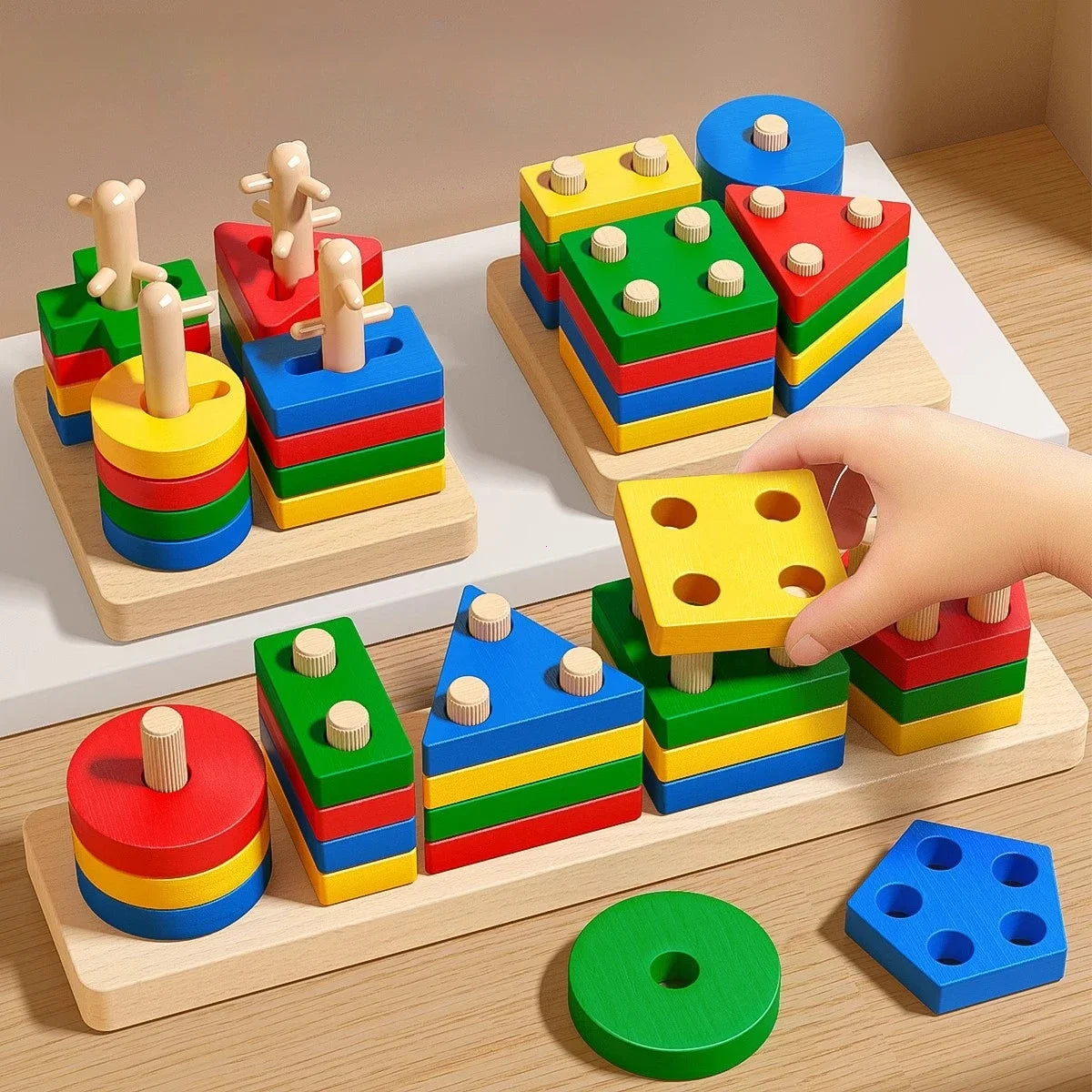 Montessori Wooden Sorting Stacking Puzzle